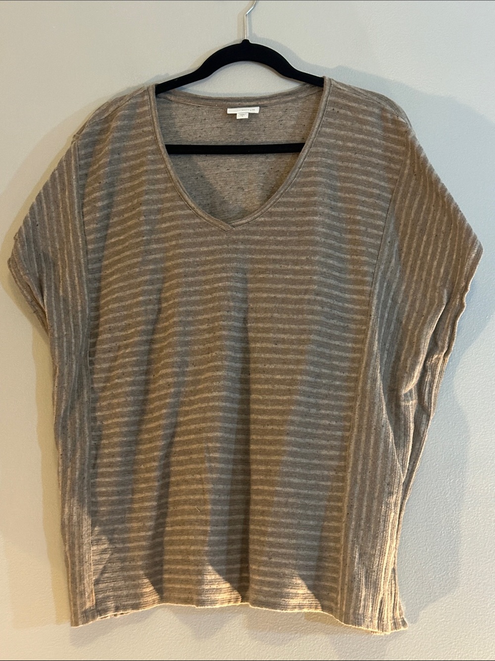 EUC light brown and beige Pure Jill Dolman sleeve top size large